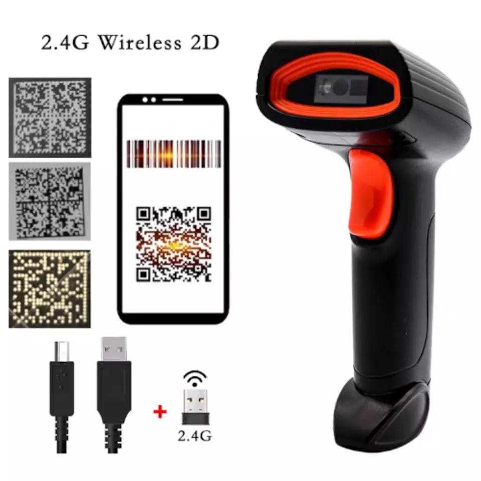 1D 2D QR Code Wireless Barcode Scanner